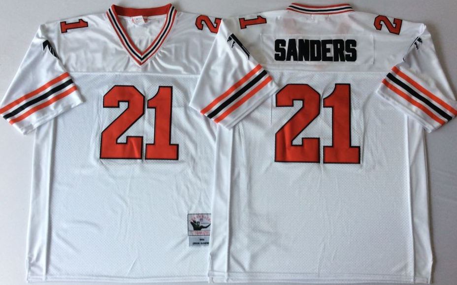 NCAA Men Atlanta Falcons White #21 SANDERS